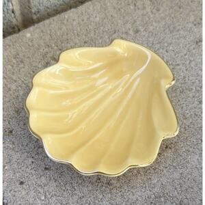Vintage Beacon Hill Art Deco Dish Scalloped Soft Yellow Shell Trinket Soap Japan